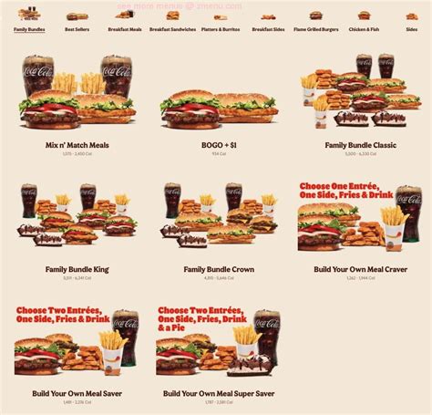Menu at Burger King restaurant, General Trias.